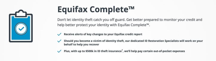 Equifax credit monitoring screenshot