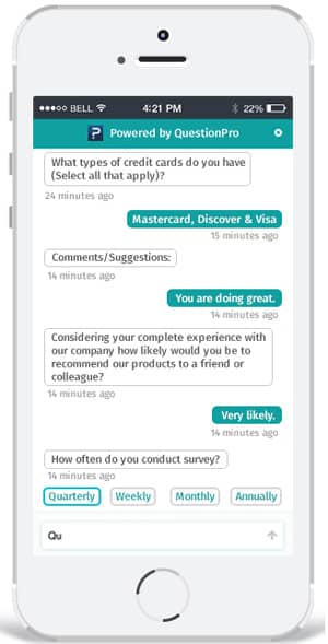 Capture 5x More User Engagement With New Conversational Forms From - screenshot of questionpro conversations mobile